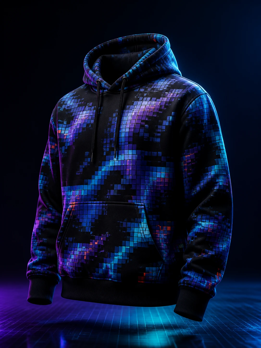 Ảnh fashion editorial minh họa NULL Hoodie, Pixel Wave.